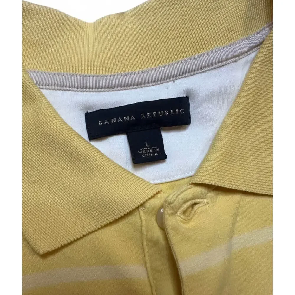Banana Republic Yellow Striped Polo Shirt Size L